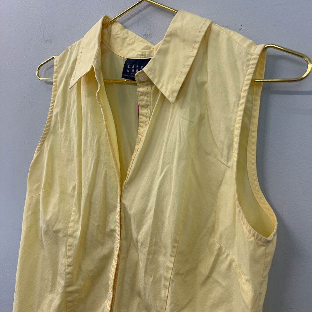Crazy Horse Yellow Sleeveless Button Down Top 8