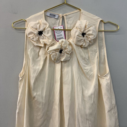 Moschino 100% Silk Cream Flower Neck Tank Top Small