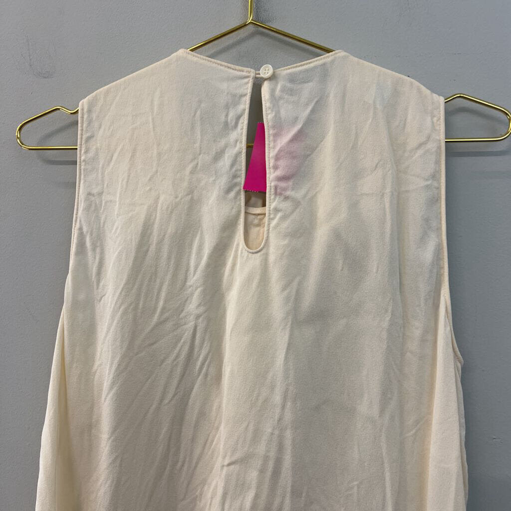 Moschino 100% Silk Cream Flower Neck Tank Top Small