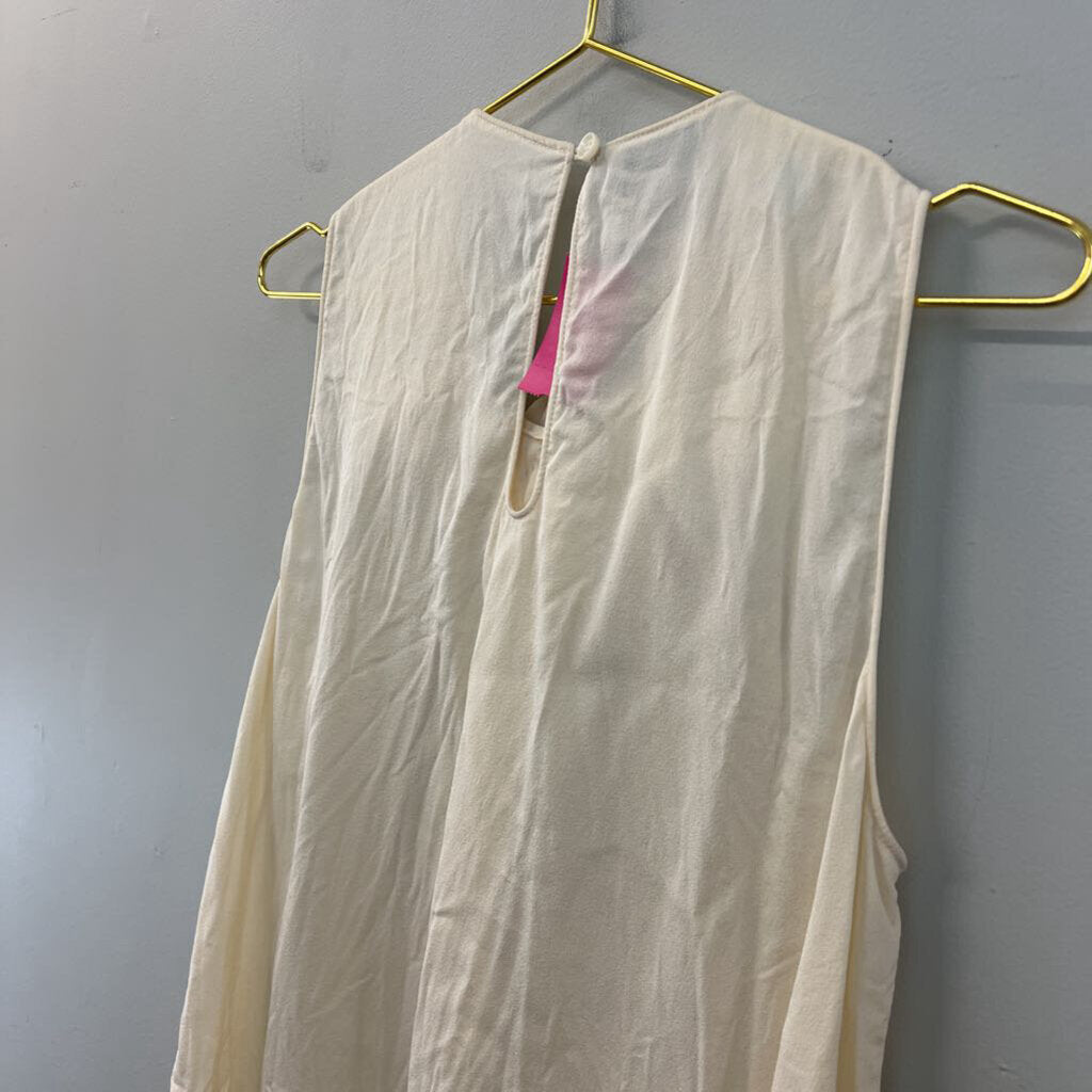 Moschino 100% Silk Cream Flower Neck Tank Top Small