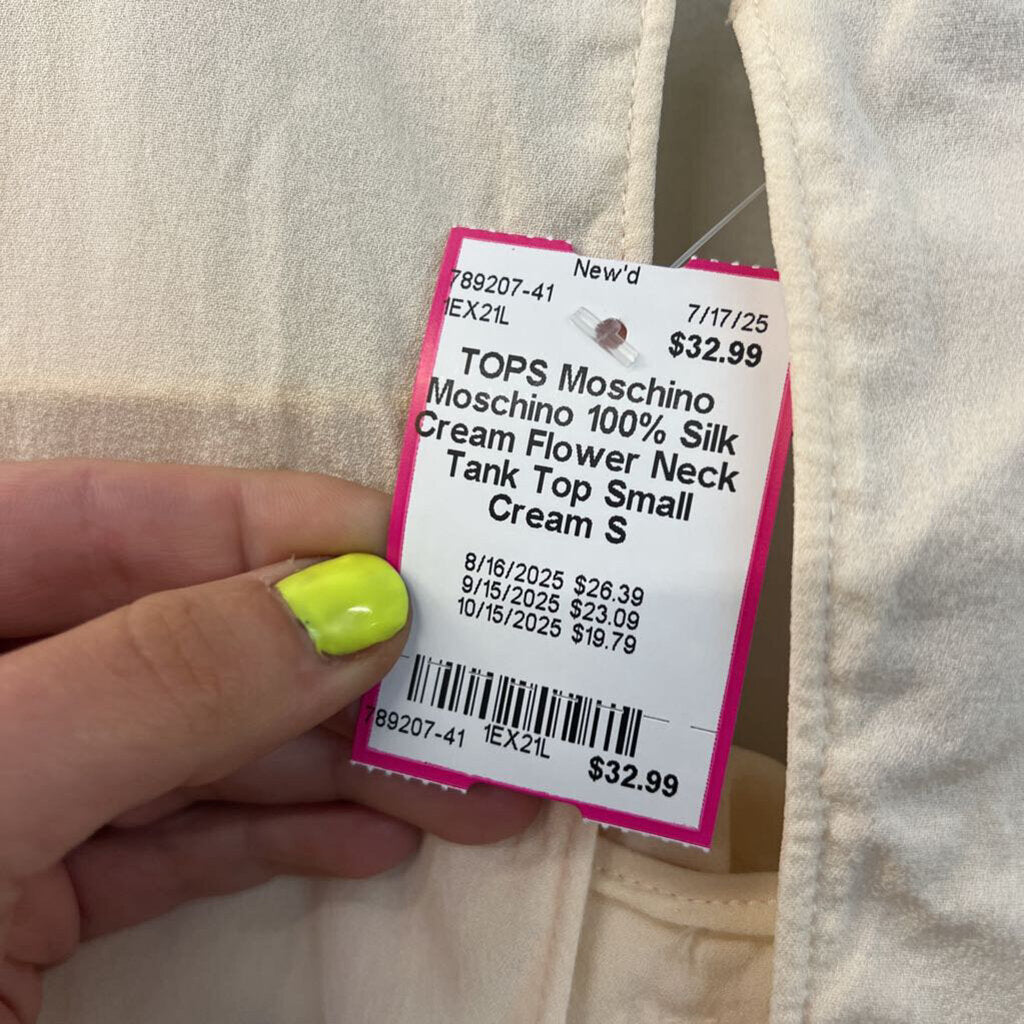Moschino 100% Silk Cream Flower Neck Tank Top Small