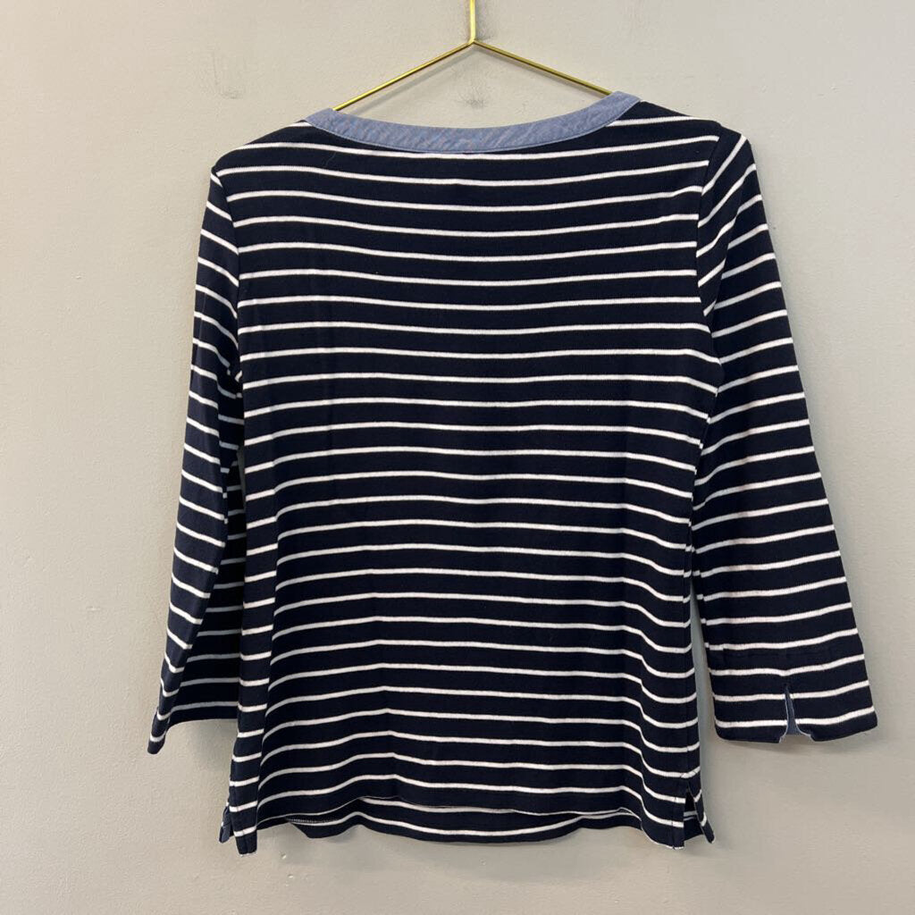 Nautica Navy/ White Striped Long Sleeve Top Small
