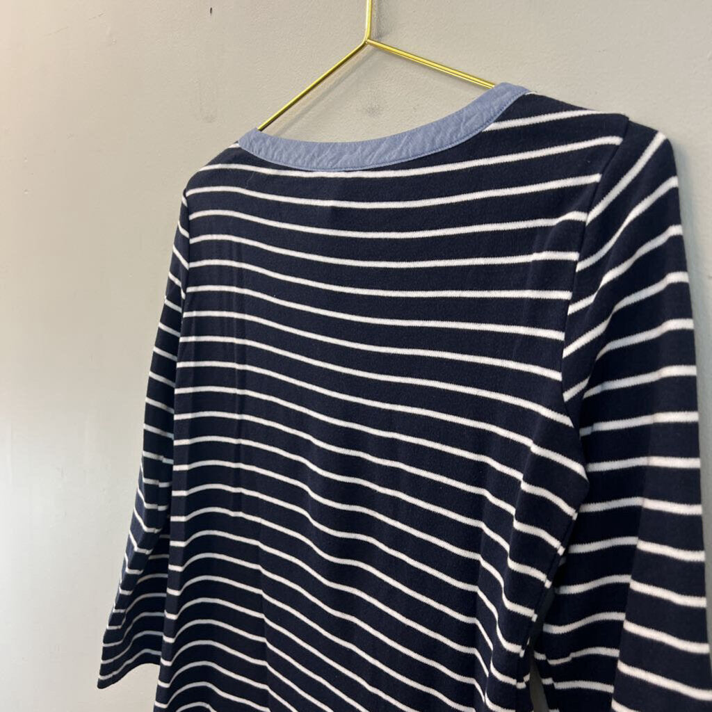 Nautica Navy/ White Striped Long Sleeve Top Small