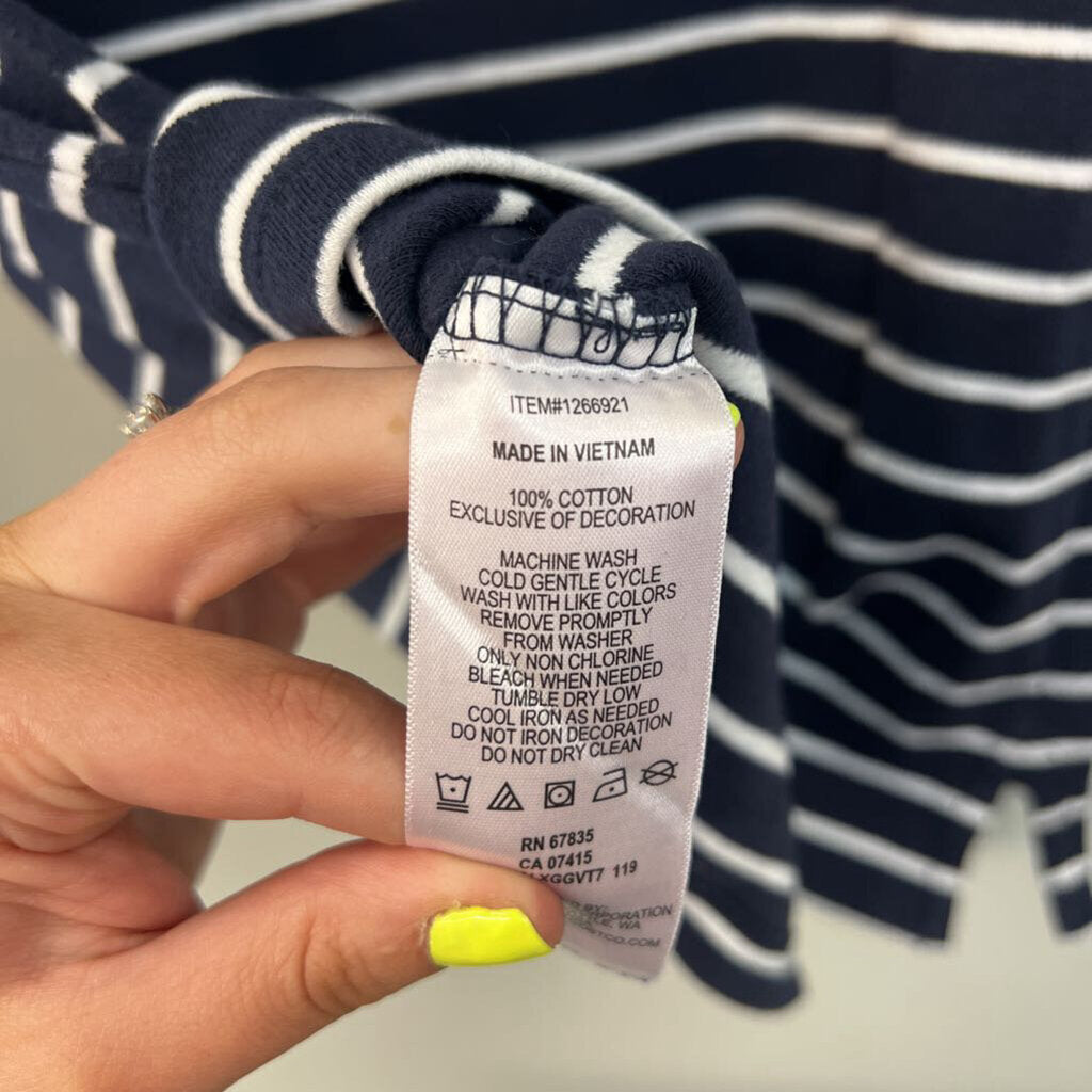 Nautica Navy/ White Striped Long Sleeve Top Small