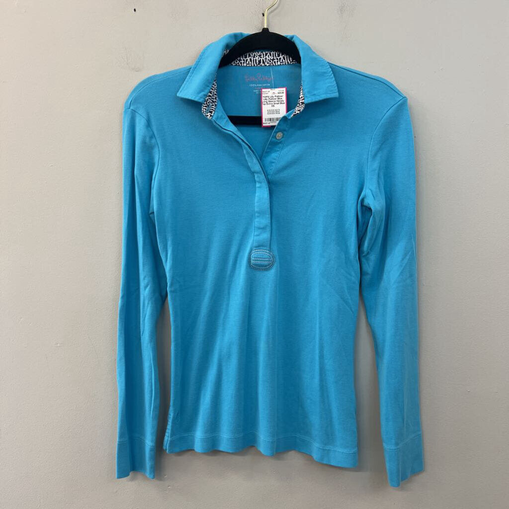 Lilly Pulitzer Blue Long Sleeve Henely Top Extra Small