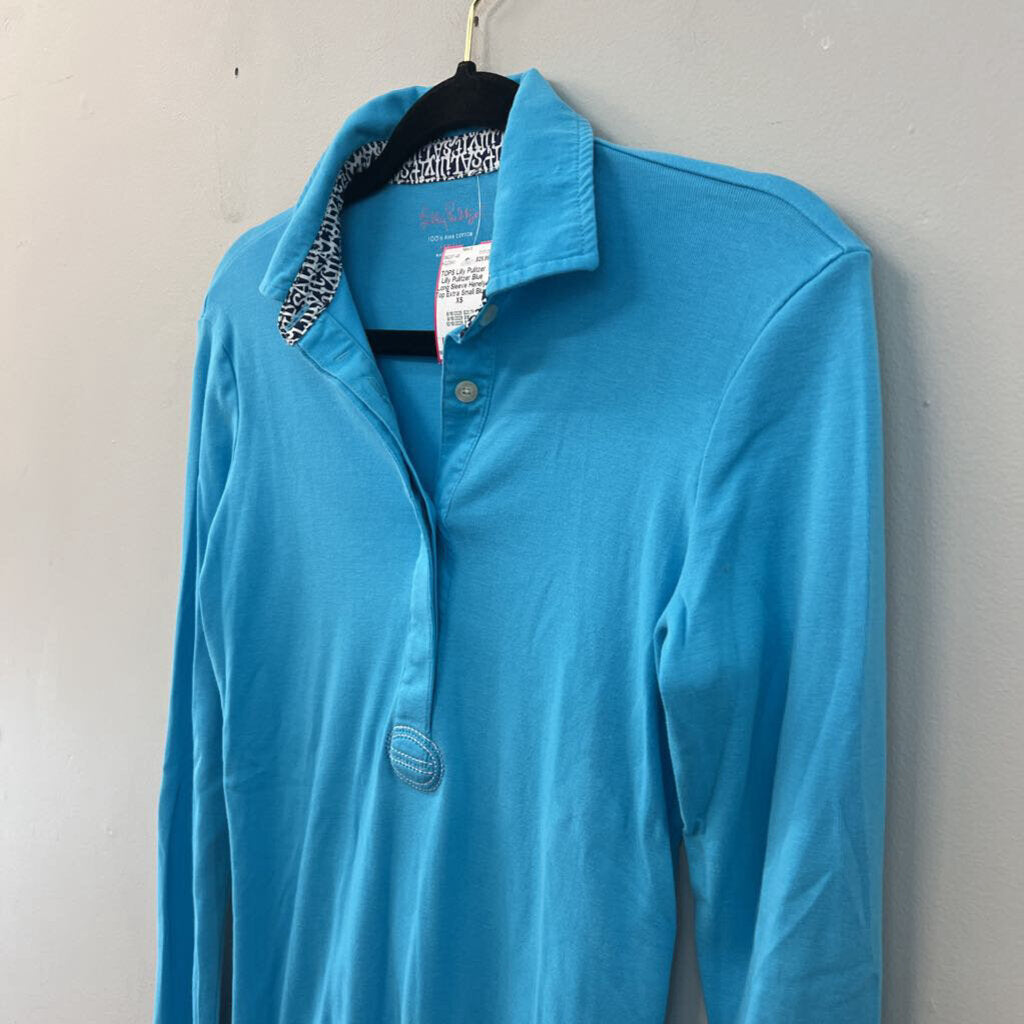Lilly Pulitzer Blue Long Sleeve Henely Top Extra Small