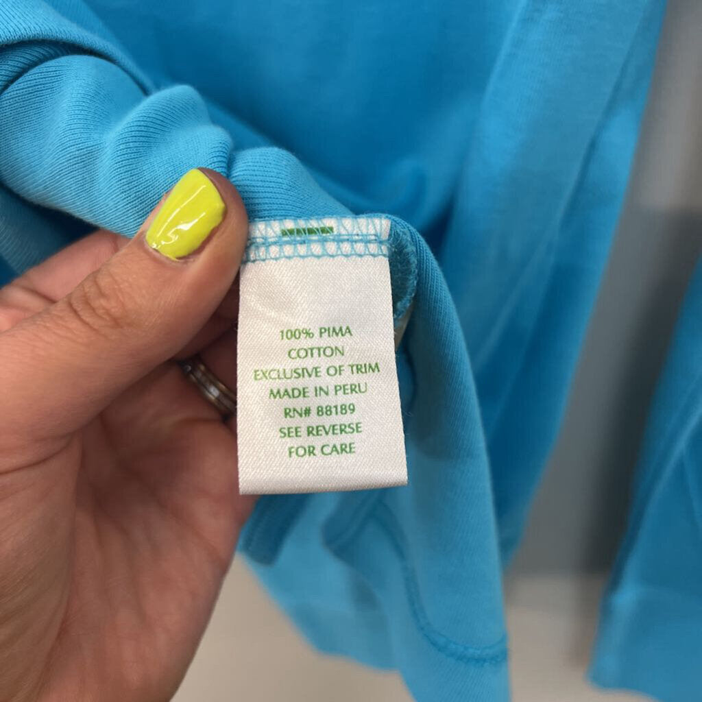 Lilly Pulitzer Blue Long Sleeve Henely Top Extra Small