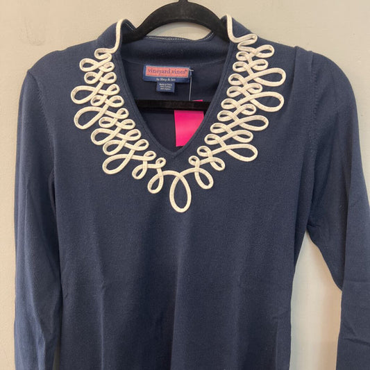 Vineyard Vines Navy/ White Detail Long Sleeve Top Extra Small