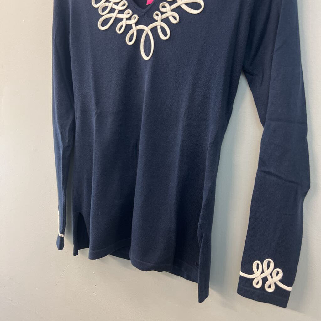 Vineyard Vines Navy/ White Detail Long Sleeve Top Extra Small