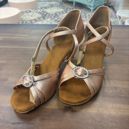 Champagne Ankle Strap High Heels 8.5