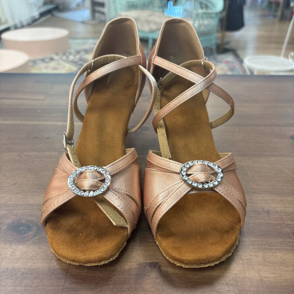 Champagne Ankle Strap High Heels 8.5