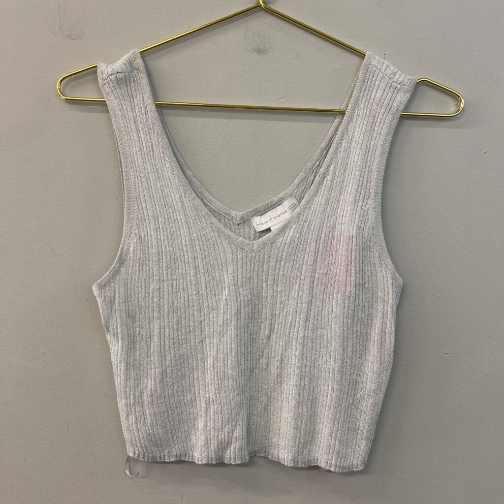 House of Harlow Grey/ Silver Thread Knit Cropped Tank Top Small