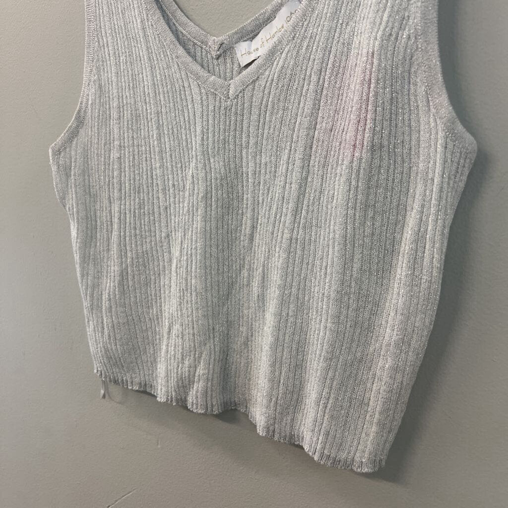 House of Harlow Grey/ Silver Thread Knit Cropped Tank Top Small