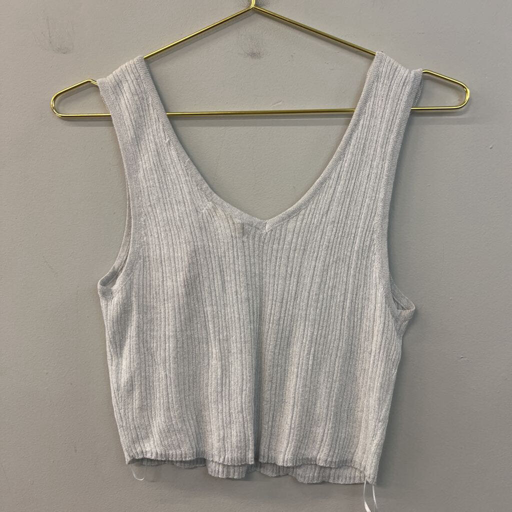 House of Harlow Grey/ Silver Thread Knit Cropped Tank Top Small