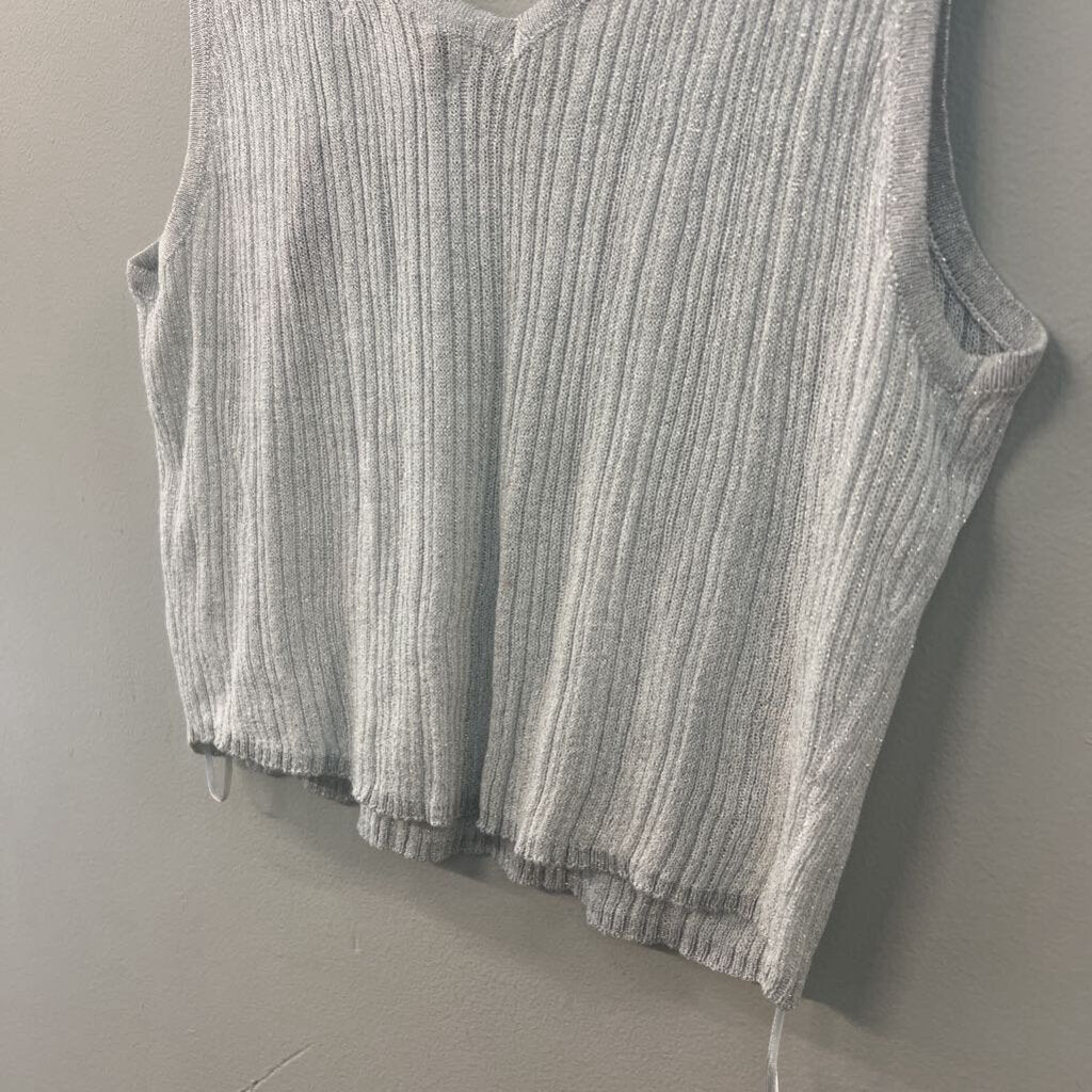 House of Harlow Grey/ Silver Thread Knit Cropped Tank Top Small