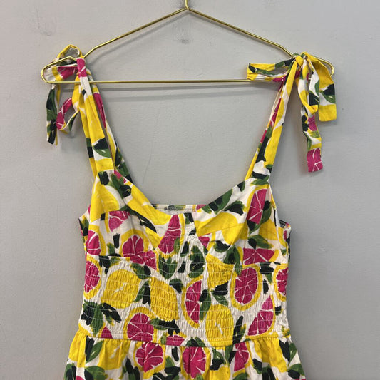 Aqua White/ Multi Fruit Print Dress Medium