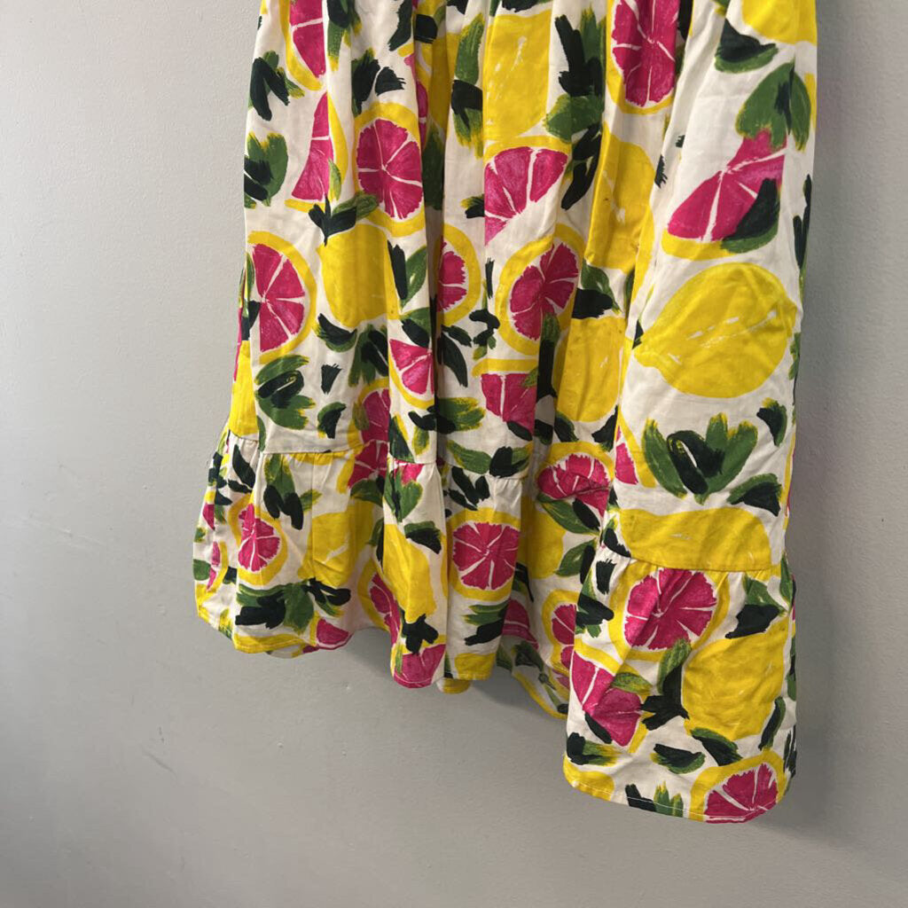 Aqua White/ Multi Fruit Print Dress Medium