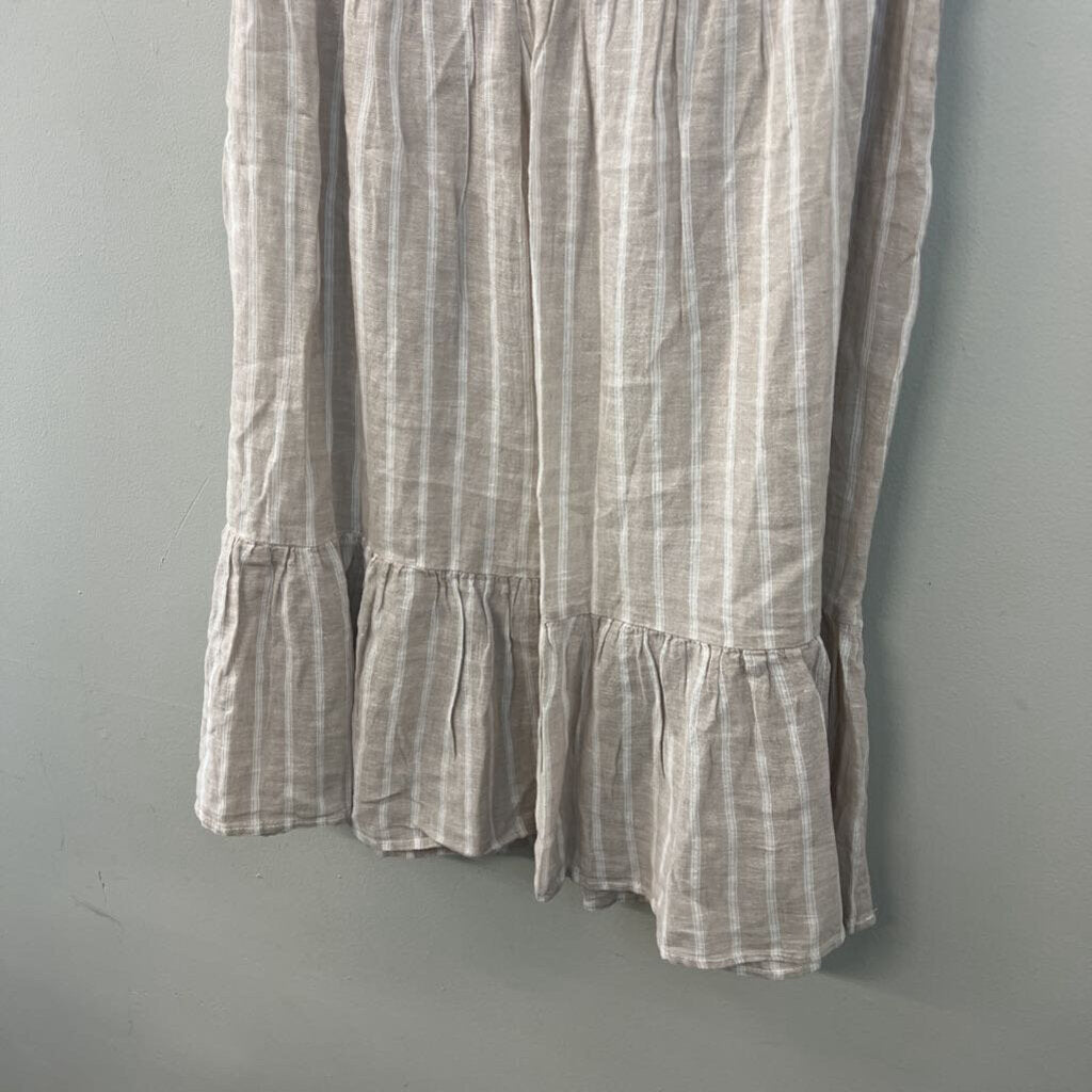 Beach Lunch Lounge Beige/ White Striped Sleeveless Dress Extra Small