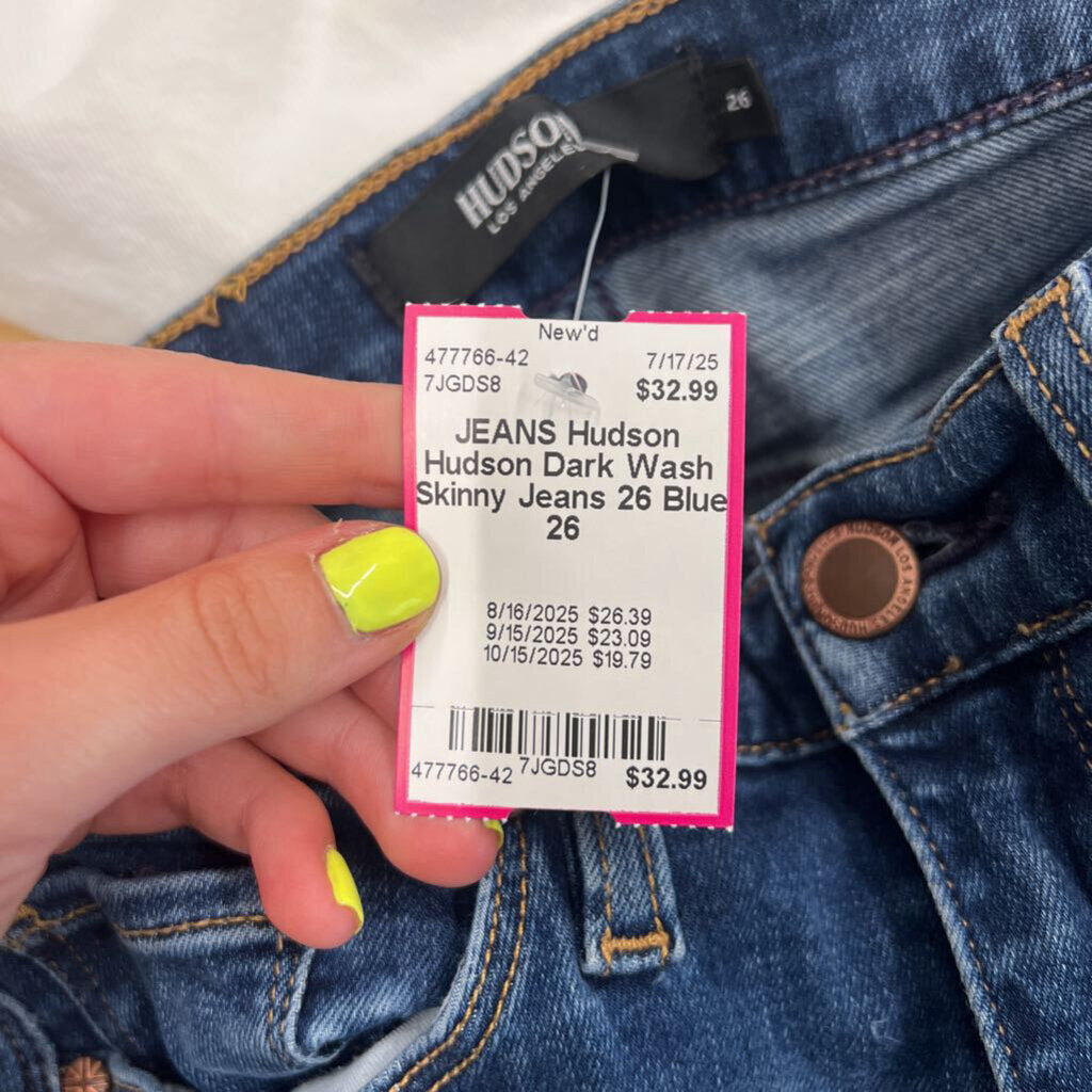 Hudson Dark Wash Skinny Jeans 26