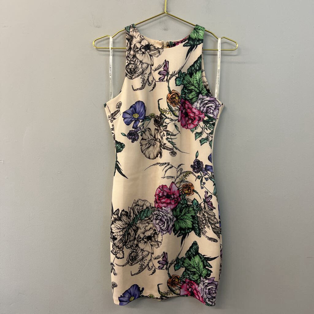 Alexia Admor Beige/ Multi Flower Print Dress Small