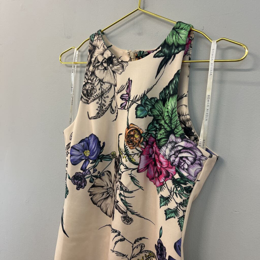 Alexia Admor Beige/ Multi Flower Print Dress Small