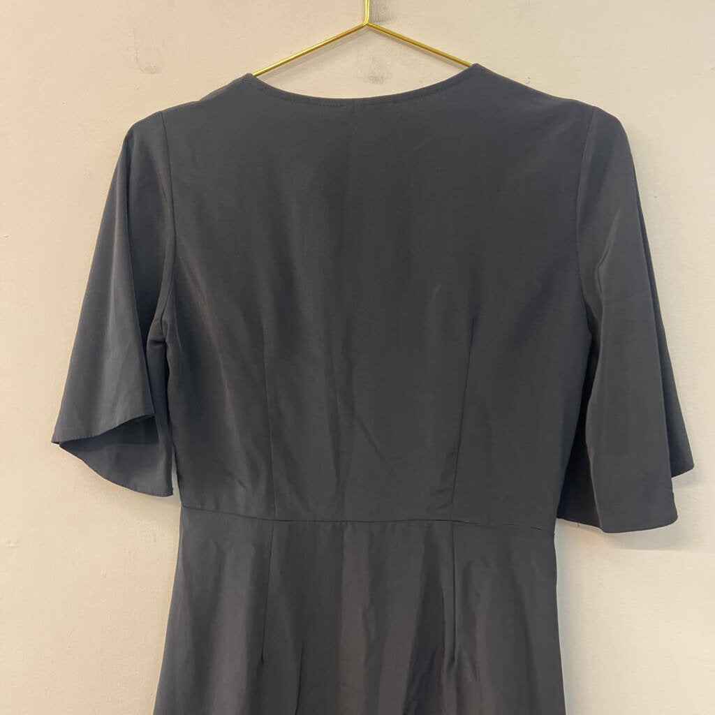 TopShop Black Silky Short Sleeve Dress 6