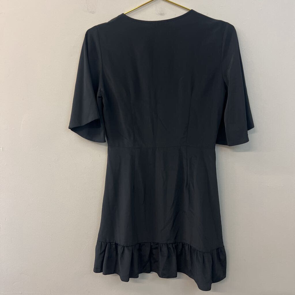TopShop Black Silky Short Sleeve Dress 6