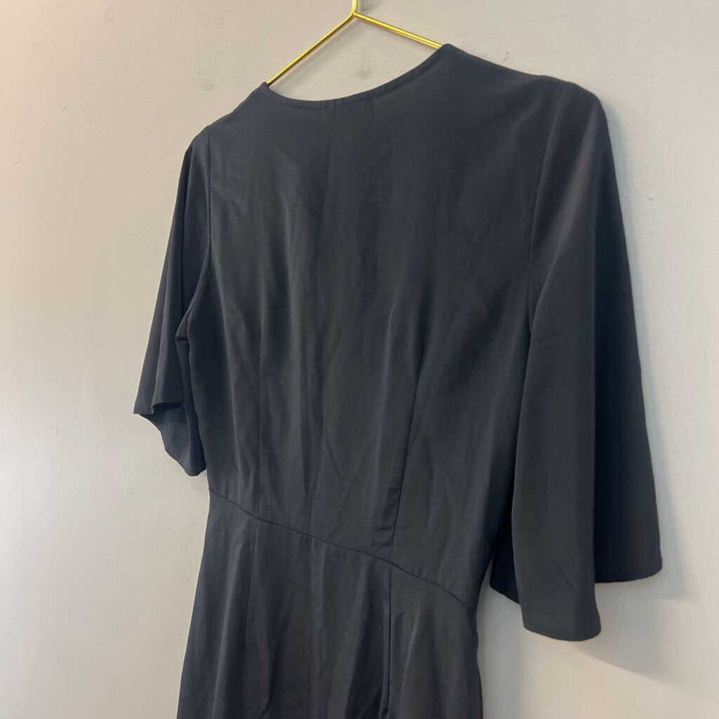 TopShop Black Silky Short Sleeve Dress 6