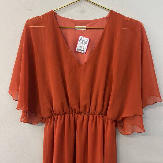 Everly Orange Short Sleeve Dress Small