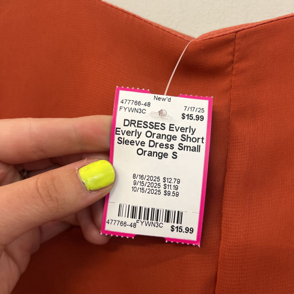 Everly Orange Short Sleeve Dress Small
