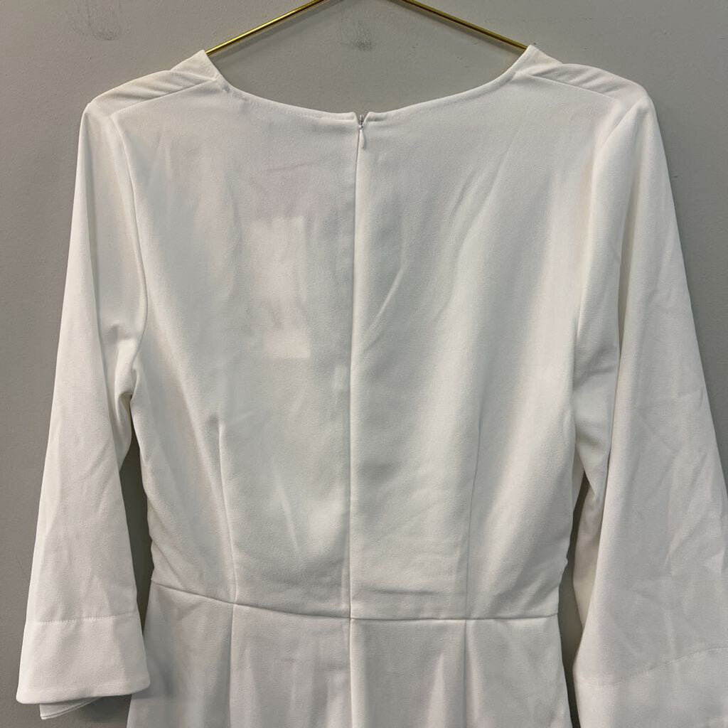 Zara White Long Sleeve Knot Front Romper Small