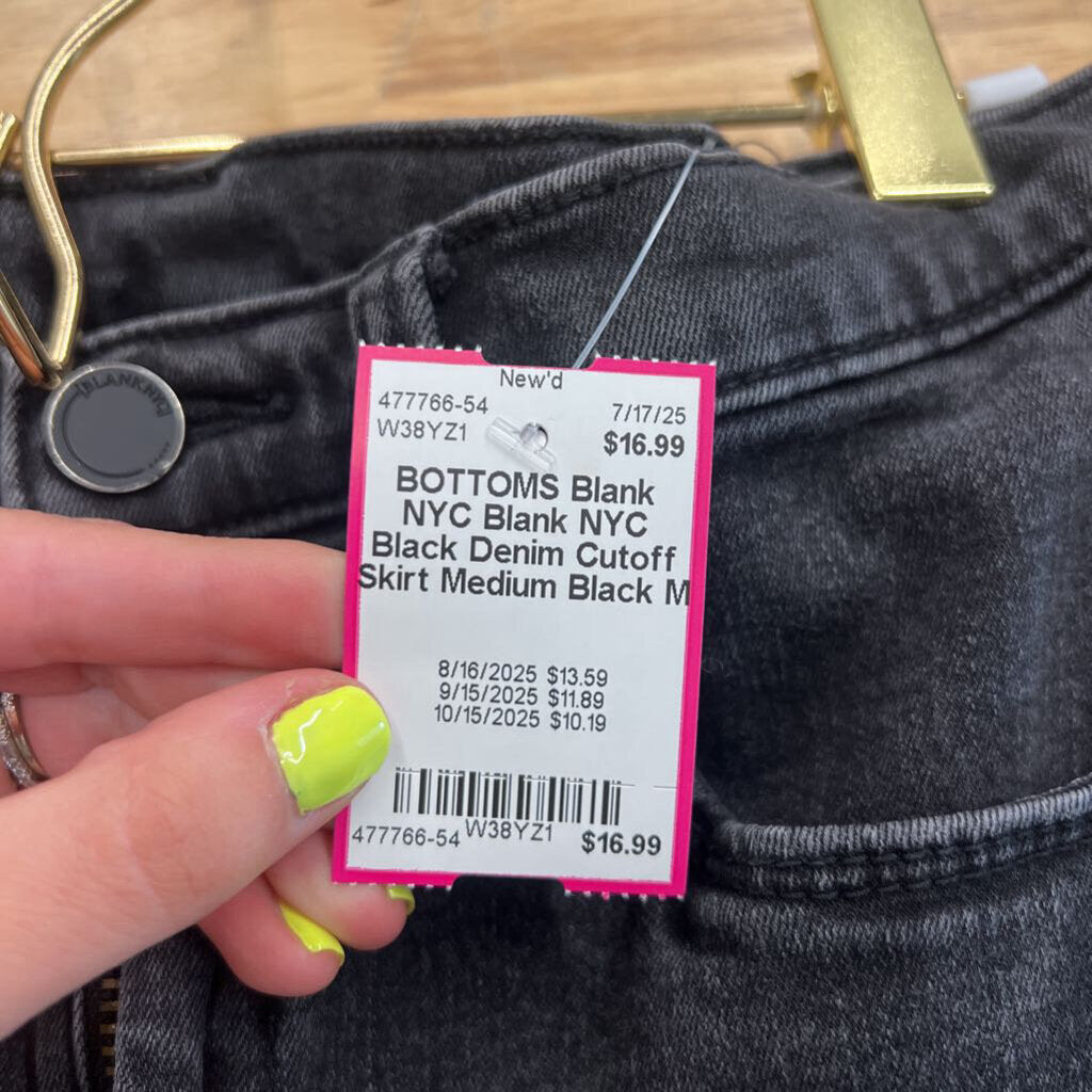 Blank NYC Black Denim Cutoff Skirt Medium