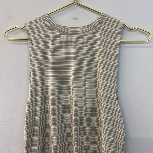 Athleta Cream/ Green Striped Athletic Tank Top XXS