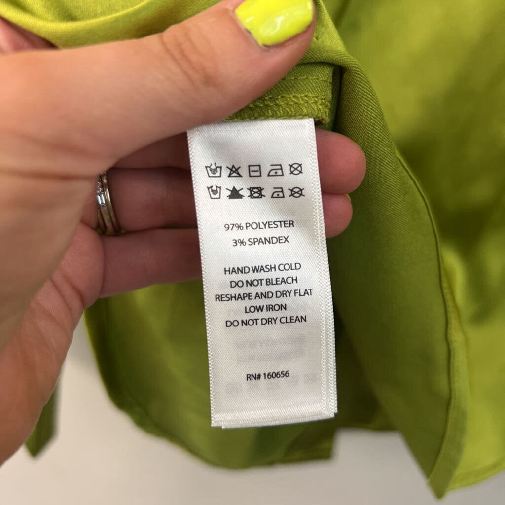 Rachel Zoe Green Silky Long Sleeve Button Down Top Small