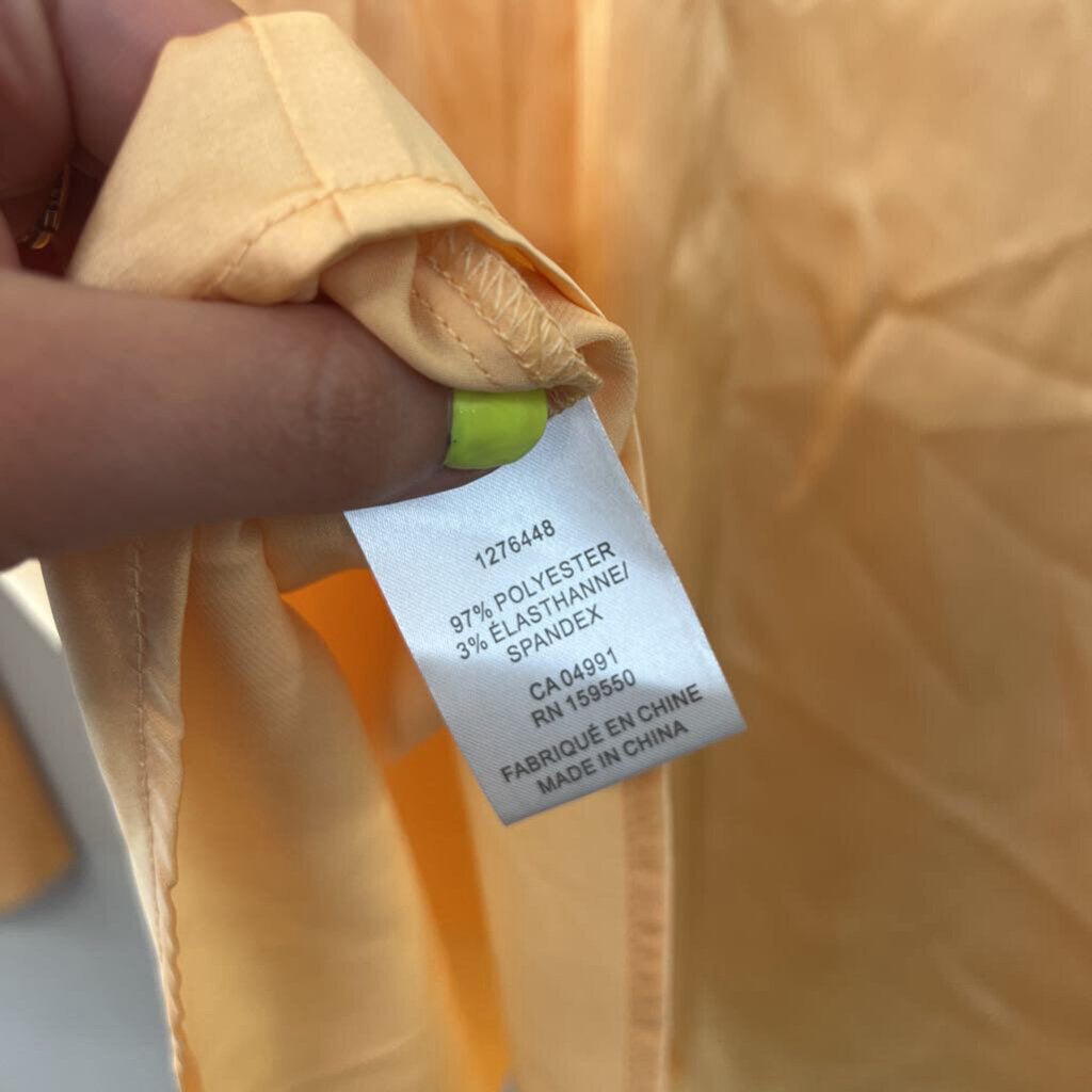 Maison d'Amelie Orange Silky Long Sleeve Button Down Top Small