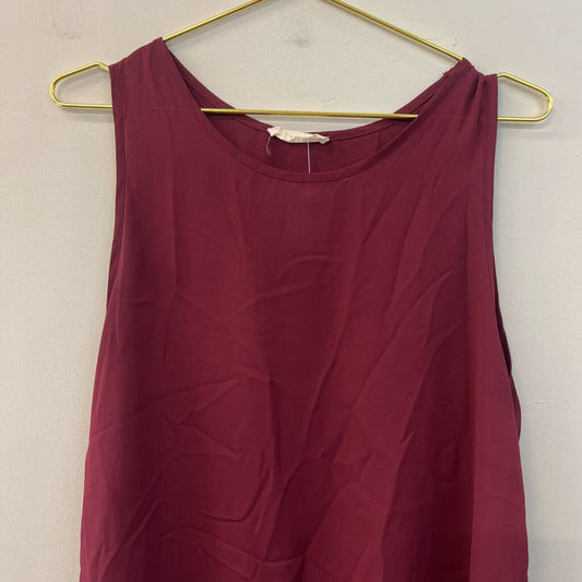 Elodie Burgundy Lace Trim Tank Top Large