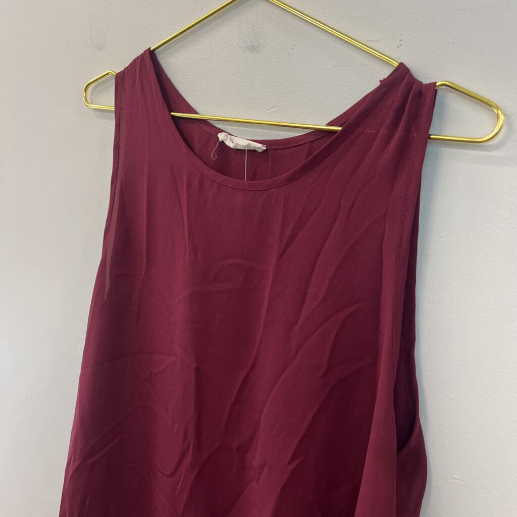 Elodie Burgundy Lace Trim Tank Top Large