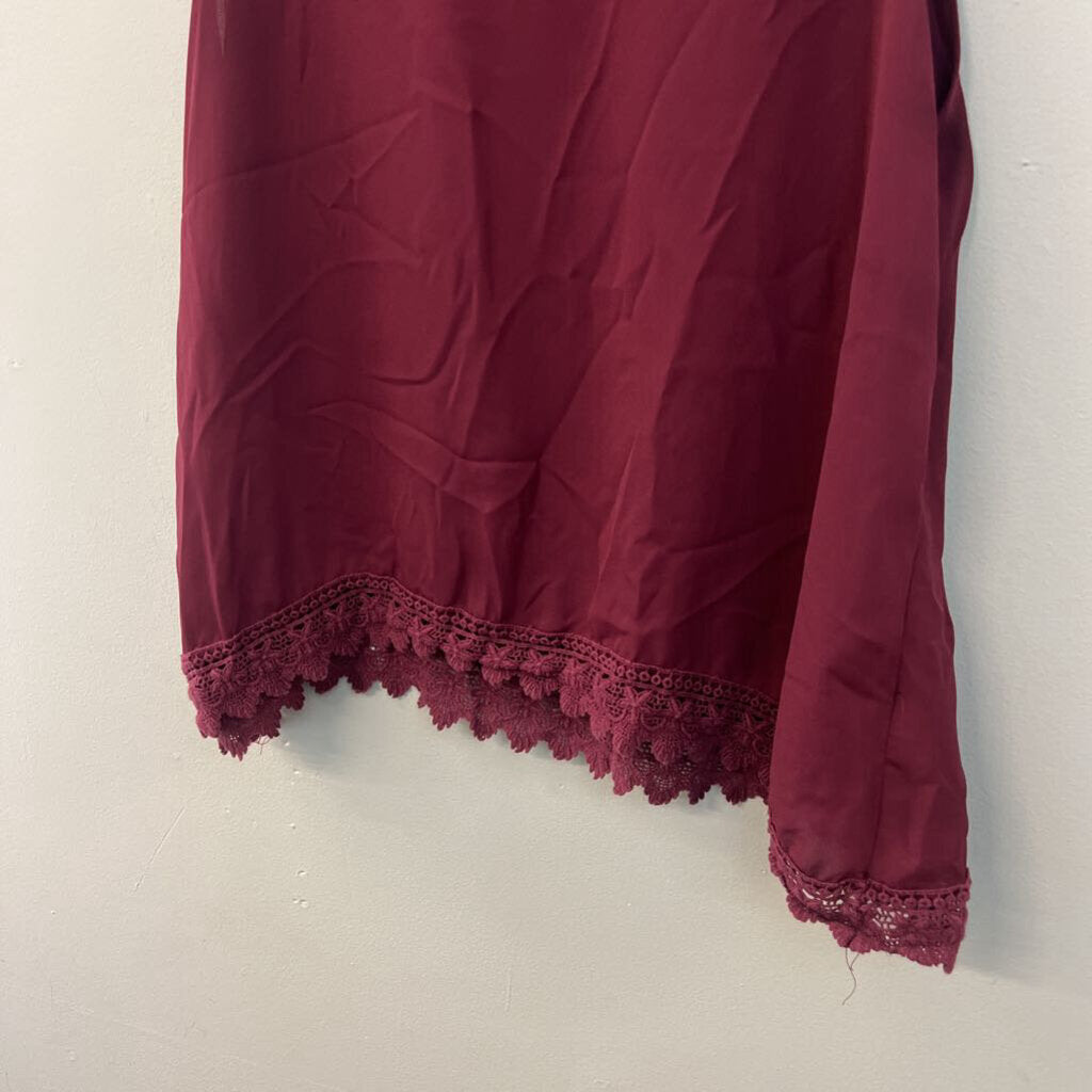 Elodie Burgundy Lace Trim Tank Top Large