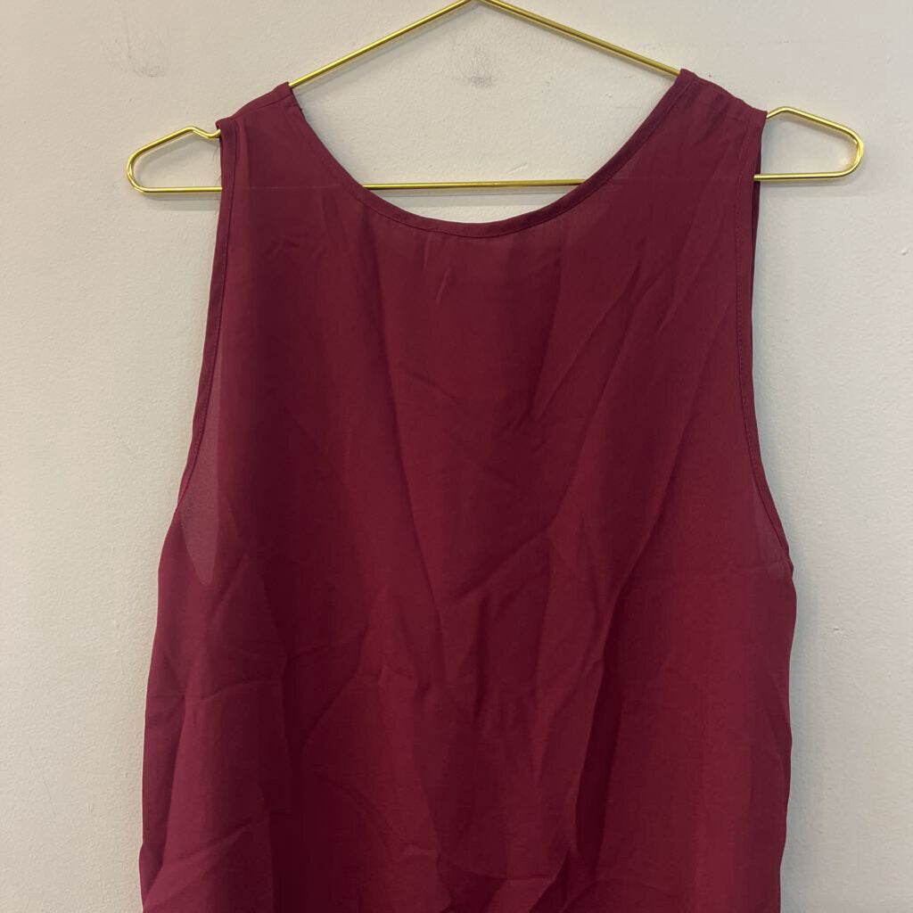 Elodie Burgundy Lace Trim Tank Top Large