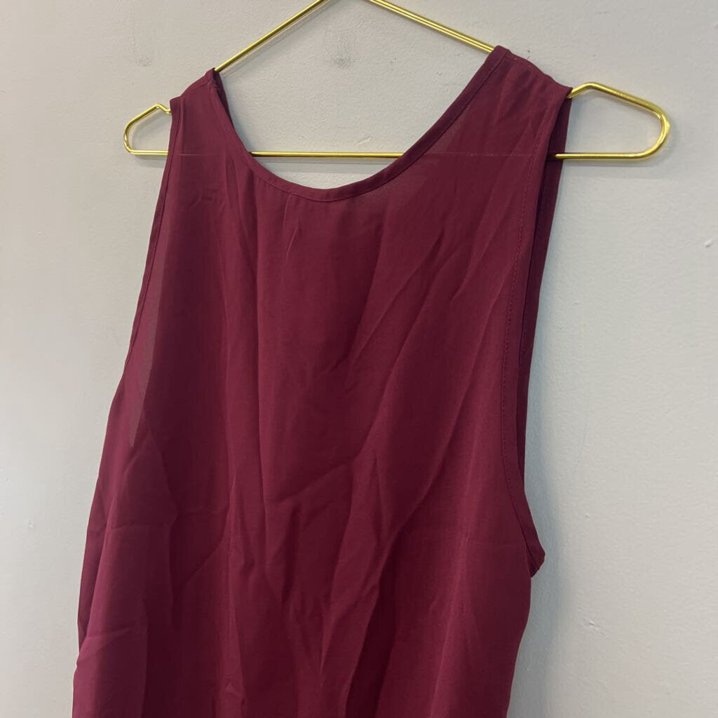 Elodie Burgundy Lace Trim Tank Top Large
