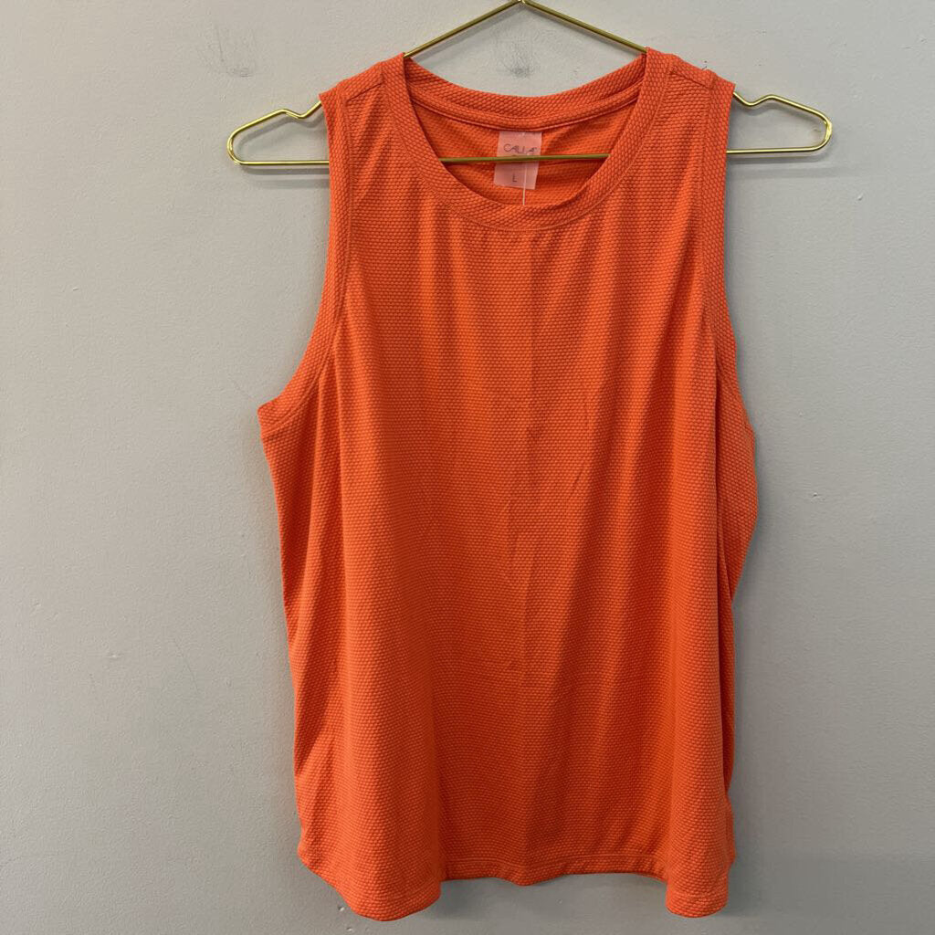 Calia Orange Textured Athletic Tank Top Large
