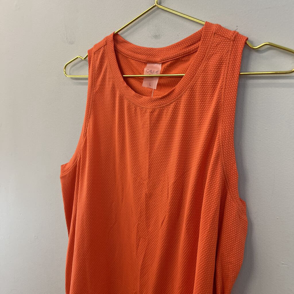 Calia Orange Textured Athletic Tank Top Large