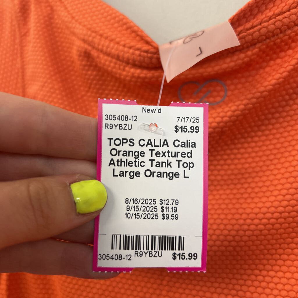 Calia Orange Textured Athletic Tank Top Large