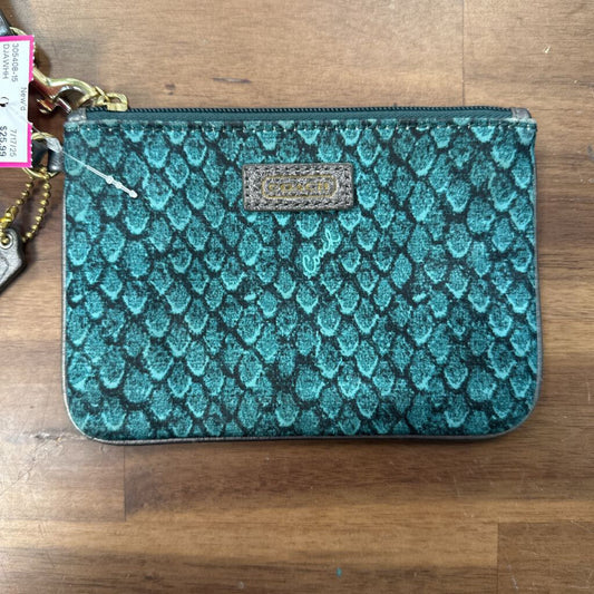 Coach Green Snakeskin Print Wristlet