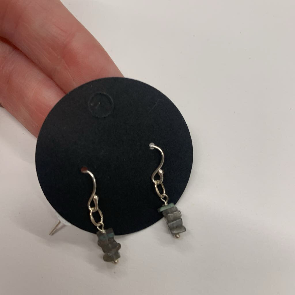 Anne Vaughan Silver/ Grey Beaded Drop Earrings