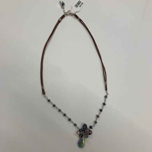 Anne Vaughan Designs Beaded Necklace On Leather Chain