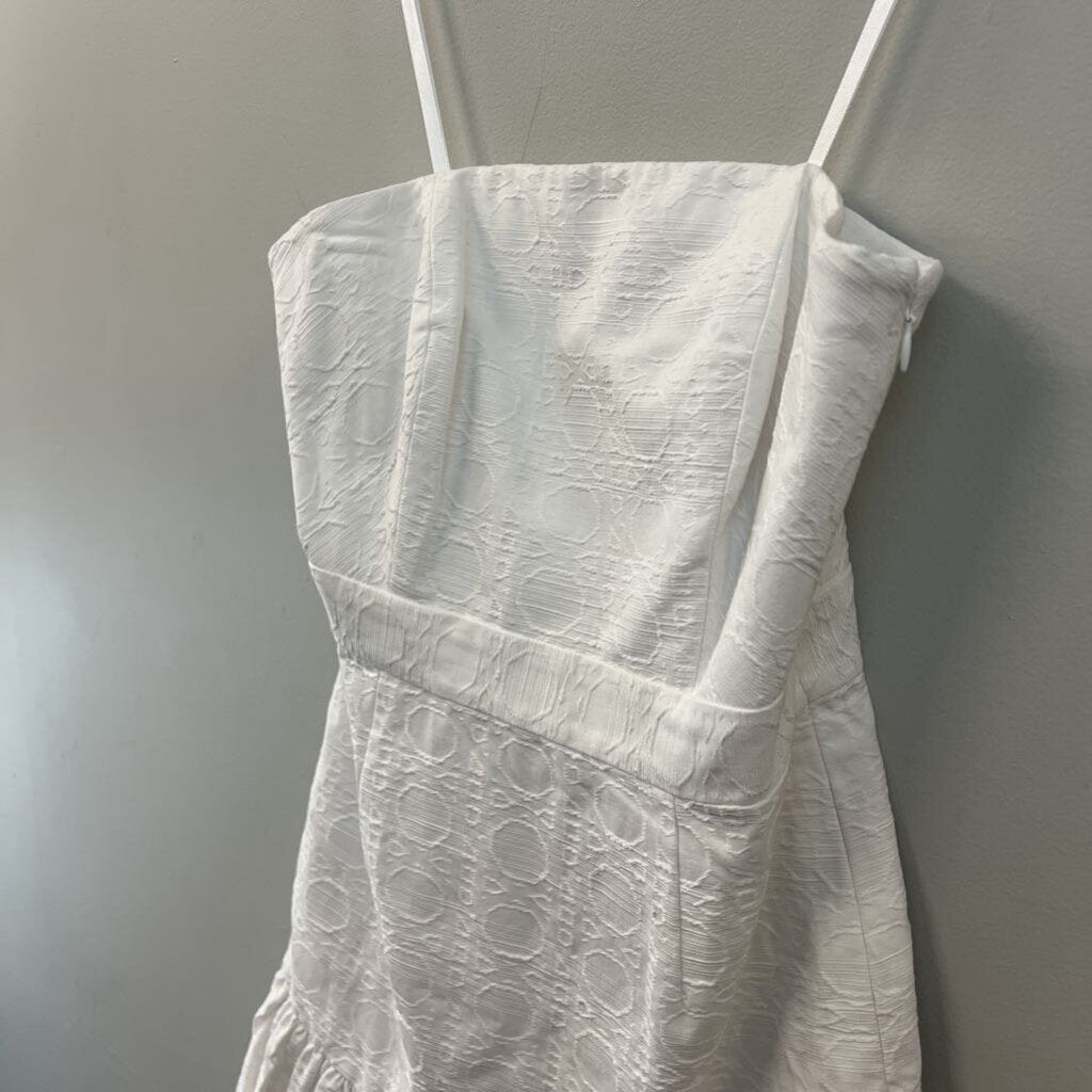Vineyard Vines White Textured Ruffle Hem Strapless Dress 00