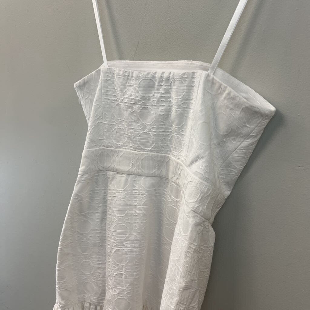Vineyard Vines White Textured Ruffle Hem Strapless Dress 00