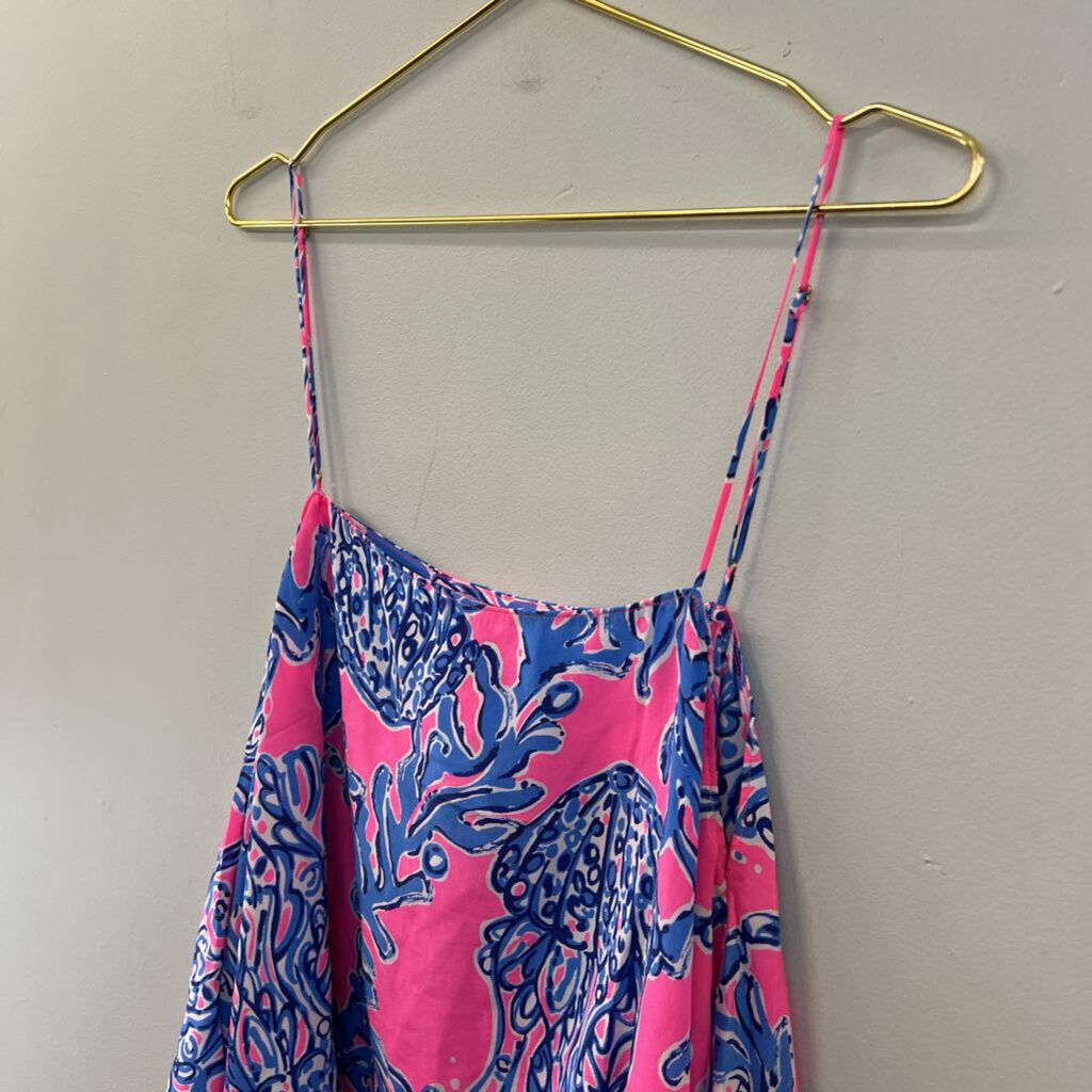 Lilly Pulitzer Pink/ Blue Print Silky Tank Top Large