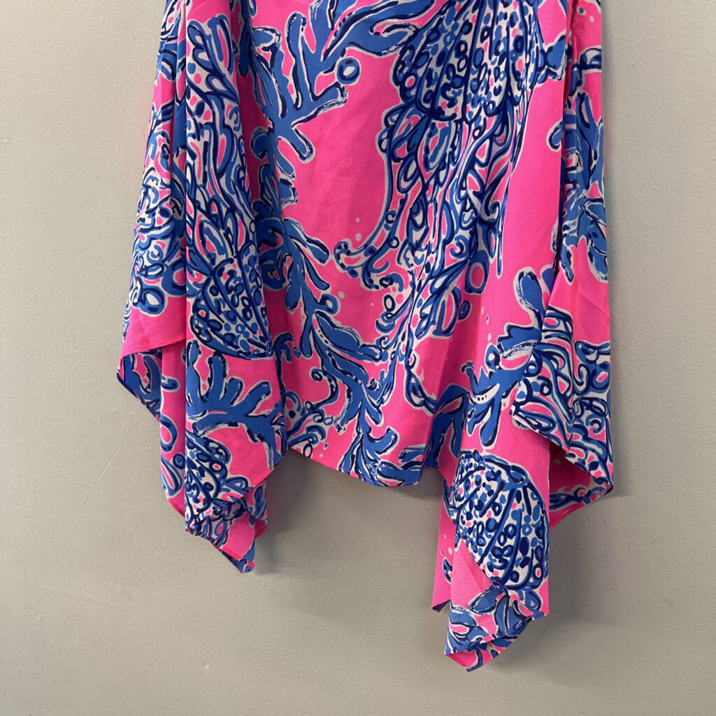 Lilly Pulitzer Pink/ Blue Print Silky Tank Top Large